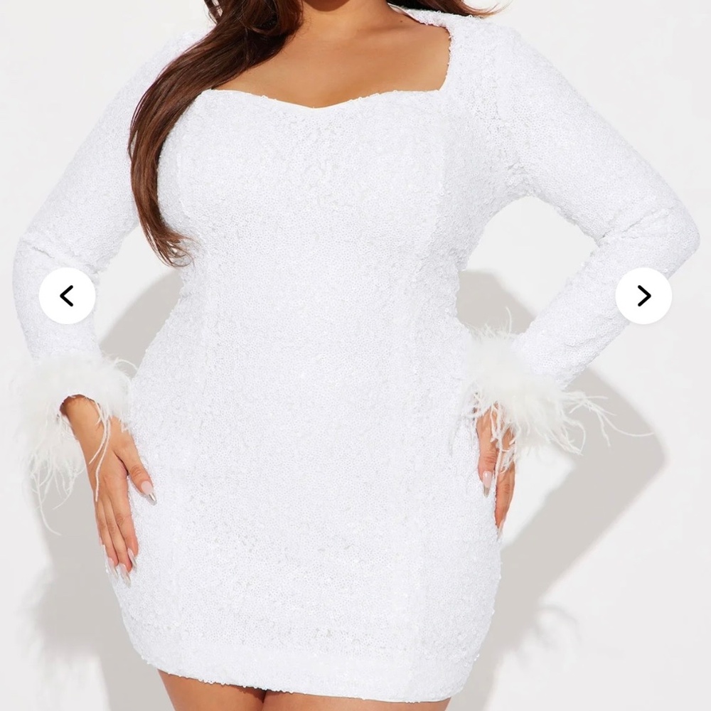 Snowflake Sequin Mini Dress - White *BRAND NEW*